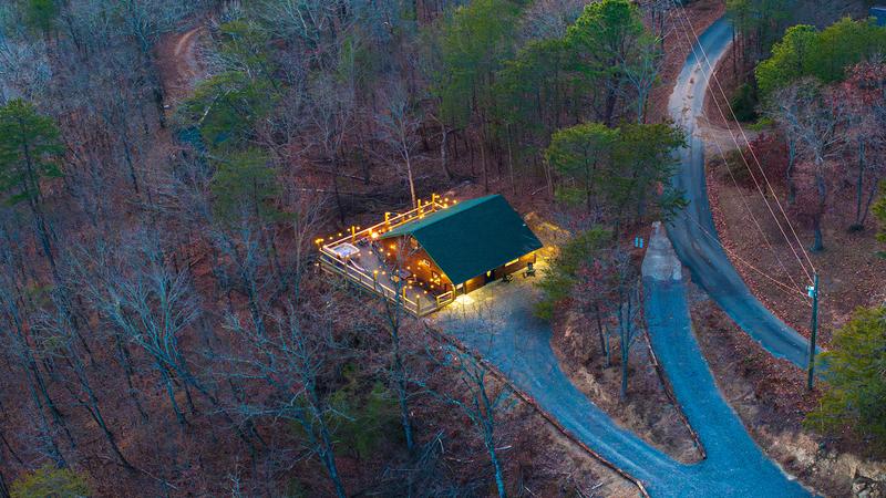 Aerial view of your cabin in the Tennessee Smoky Mountains.